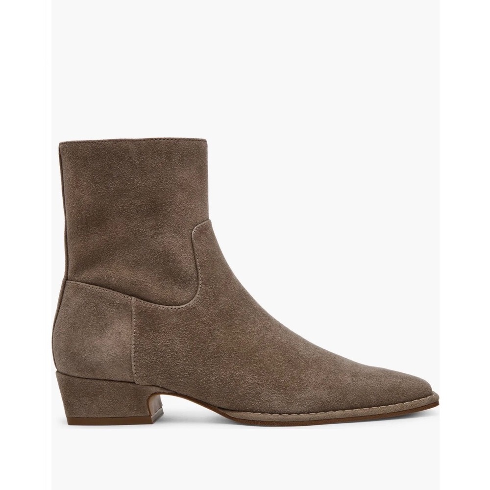 Steve Madden Define Grey Suede Ankle Boots Pointed Toe Low Block Heel Womens 8